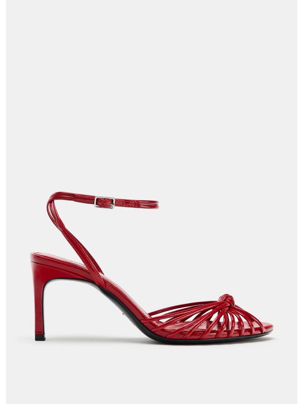 Zara Red Strappy Knotted Stiletto Sandals - Picture 2 of 5